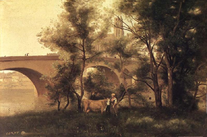 Corot Camille seine al bridge France oil painting art